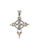 Etched Sterling Silver & 18K Gold Cross Pendant