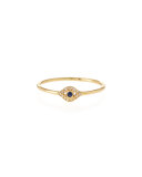 14k Gold Small Diamond Evil Eye Ring, Size 6.5