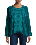 Alona Long-Sleeve Embroidered Georgette Top