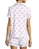 Butterfly-Print Short Pajama Set, Women's