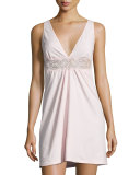 Sonia Lace-Inset Chemise, Pink Lilly