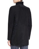 Ellis Suede & Lace Coat, Black
