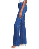 Nouveau Flare-Leg Denim Jeans, Cobalt Wash