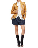 Leather Biker Jacket, Saddle