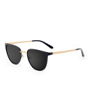 Money Square Stainless Steel Sunglasses, Black