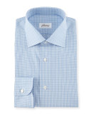 Multi-Check Woven Dress Shirt, Blue/White