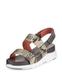 ZeroGrand Snake-Embossed Slingback Sandal, Roccia