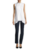 Thompson Abstract Jacquard Slim-Leg Jeans, Dark Blue