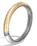 Classic Chain Hammered Medium Oval Hinged Bangle, Size Medium