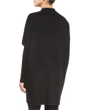 Makayla Cape-Sleeve Coat w/ Calf-Hair Panels, Black