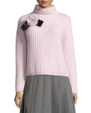ribbed turtleneck sweater, orchid frost