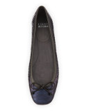 Shoestring Snake-Embossed Ballerina Flat, Sky Shadow