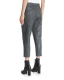 Paillette Chevron Cropped Pants, Onyx