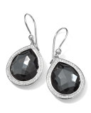 Stella Teardrop Earrings in Hematite & Diamonds, 34mm