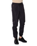 Nylon Drawstring Jogger Pants, Black