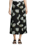 Carissa Pressed Peonies Maxi Skirt, Multi Pattern