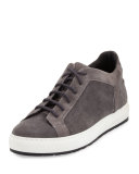 Men's Suede Low-Top Sneaker, Gray