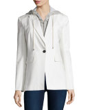 Long and Lean Cotton-Blend Jacket, White