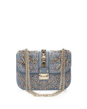Crystal Small Lock Shoulder Bag, Ruby Gray