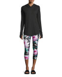 Loving Lotus Tall Band Capri Leggings, Multipattern