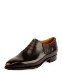 Twist Faux-Lace Leather Loafer, Brown