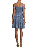 Dot-Print Smocked Dress, Cabarita