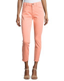 Sateen Skinny Cropped Jeans, Peach