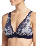 Italia Soft Lace Bra, Navy Blue/White 