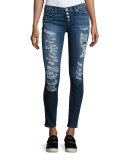 Ciara Distressed Super Skinny Jeans, Bombard Blue