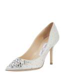 Agnes Crystal 85mm Pump, White/Crystal