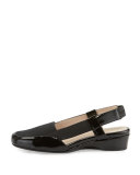 Kamillie Patent Demi-Wedge Pump, Black
