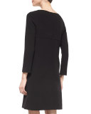 Long-Sleeve Shift Dress, Black