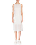 Sleeveless Grid-Print Dress, Anemone