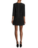 Tamar Suede Boat-Neck Shift Dress, Black