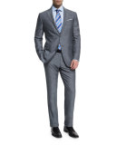 Milano Easy Herringbone Two-Piece Suit, Gray