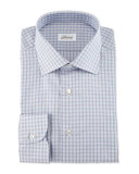 Shadow-Check Long-Sleeve Sport Shirt, Burgundy/Navy/Gray