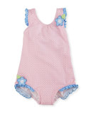 Polka-Dot One-Piece Swimsuit, Pink, Size 6-24 Months