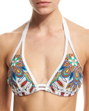 Persian Dance Printed Halter Swim Top, Available in D Cup