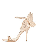 Chiara Butterfly Wing Ankle-Wrap Sandal, Gold