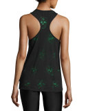 Skull Burnout Racerback Tank Top, Black/Green