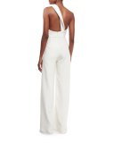 One-Shoulder Silk Crepe Jumpsuit, White