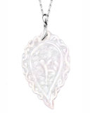 India Leaf Pendant Necklace in 18K White Gold