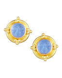 Man-in-the-Moon Intaglio Stud Earrings, Cerulean
