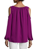 Cathy Cold-Shoulder Silk Blouse