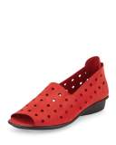Edwina Perforated Open-Toe Slip-On, Red
