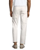Straight-Leg Patchwork Jeans, White