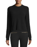 Valentina Cropped Ribbed Cashmere Sweater, Black