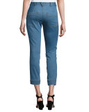 Gia Cropped Stretch Denim Jeans, Blue