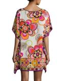 Sabita Floral Silk Mini Caftan, Multicolor