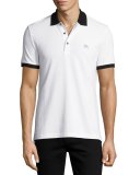 Camberwell Contrast-Trim Cotton Piqué Polo Shirt, Black/White